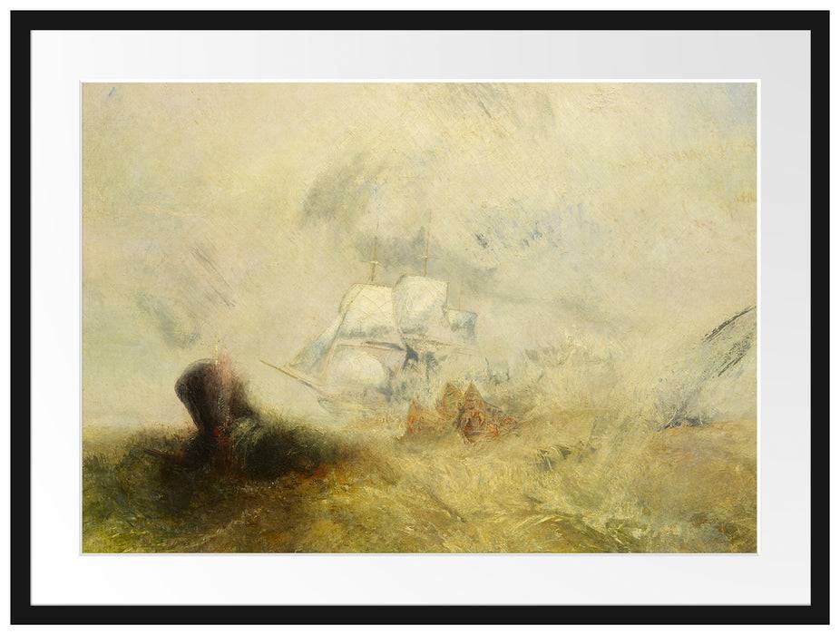 Pixxprint William Turner - Whalers Expressionismus, im Galerie-Passepartout Bilderrahmen Cyber Monday