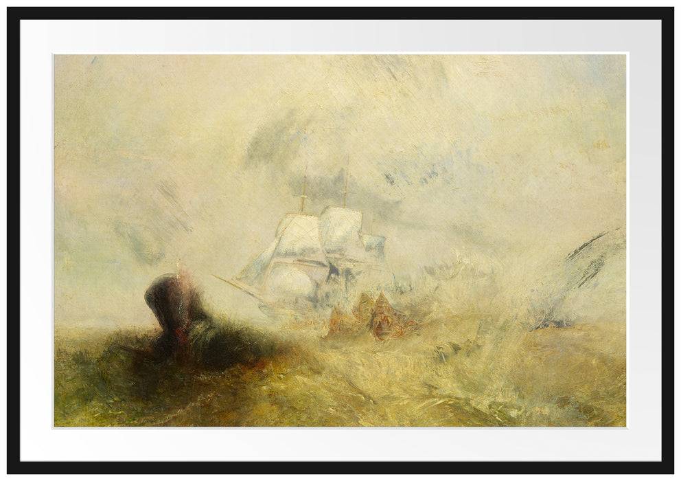 Pixxprint William Turner - Whalers Expressionismus, im Galerie-Passepartout Bilderrahmen Cyber Monday