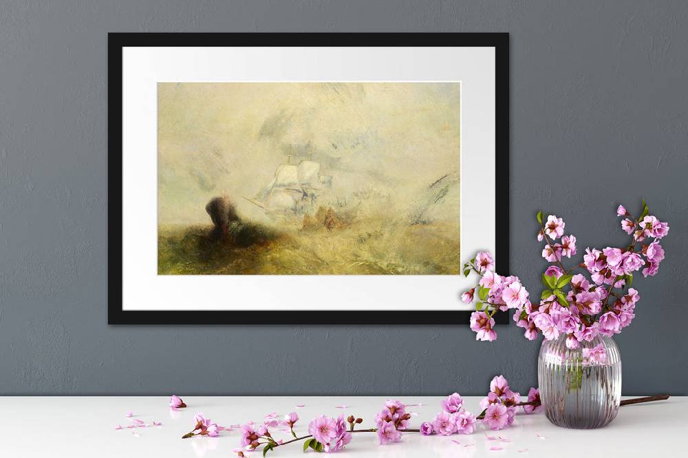 Pixxprint William Turner - Whalers Expressionismus, im Galerie-Passepartout Bilderrahmen Cyber Monday