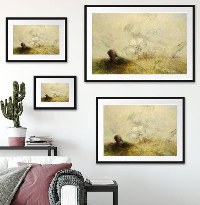 Pixxprint William Turner - Whalers Expressionismus, im Galerie-Passepartout Bilderrahmen Cyber Monday
