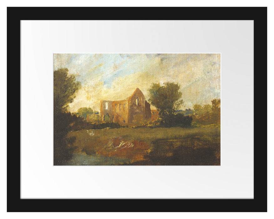 Pixxprint William Turner - Newark Abbey, im Galerie-Passepartout Bilderrahmen