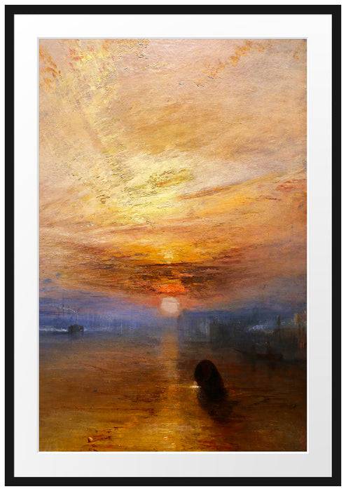 Pixxprint William Turner - The fighting Temeraire tugged to her l, im Galerie-Passepartout Bilderrahmen Vatertagsangebot