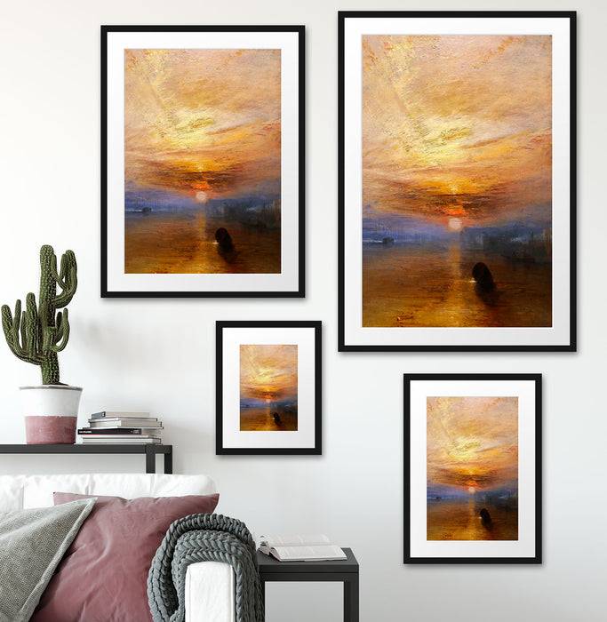Pixxprint William Turner - The fighting Temeraire tugged to her l, im Galerie-Passepartout Bilderrahmen Vatertagsangebot