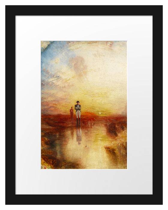 Pixxprint William Turner - War The Exile and the Rock Limpet, im Galerie-Passepartout Bilderrahmen