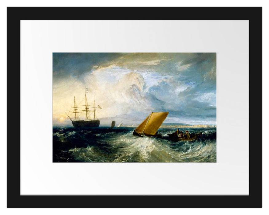 Pixxprint William Turner - Sheerness as seen from the Nore, im Galerie-Passepartout Bilderrahmen Lagerräumung