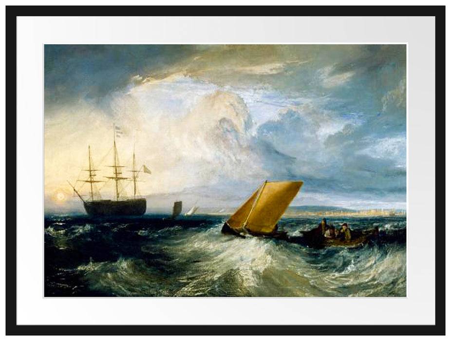 Pixxprint William Turner - Sheerness as seen from the Nore, im Galerie-Passepartout Bilderrahmen Lagerräumung