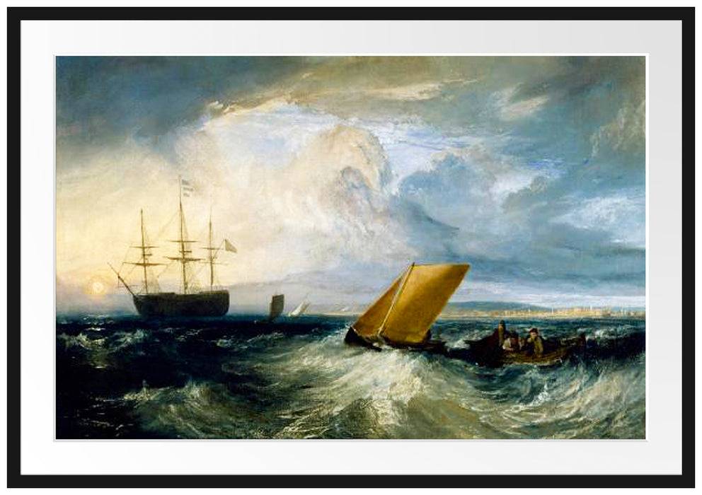 Pixxprint William Turner - Sheerness as seen from the Nore, im Galerie-Passepartout Bilderrahmen Lagerräumung