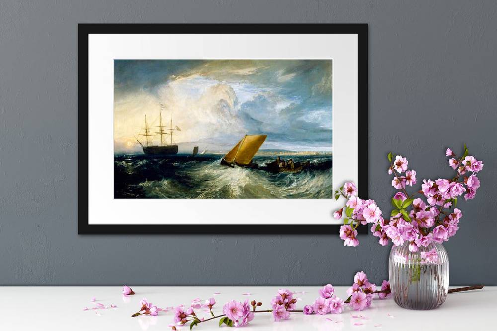 Pixxprint William Turner - Sheerness as seen from the Nore, im Galerie-Passepartout Bilderrahmen Lagerräumung