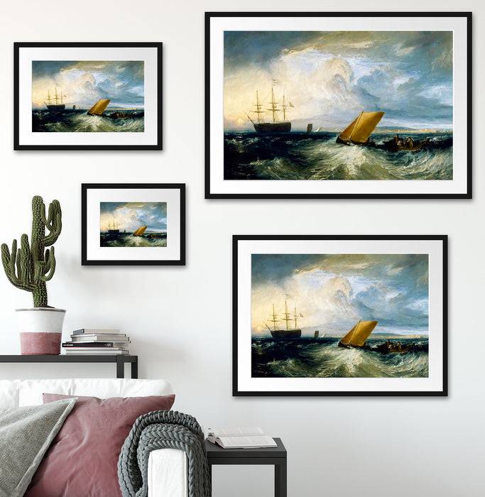 Pixxprint William Turner - Sheerness as seen from the Nore, im Galerie-Passepartout Bilderrahmen Lagerräumung