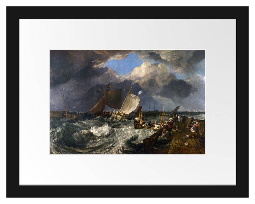 Pixxprint William Turner - Calais Pier , im Galerie-Passepartout Bilderrahmen