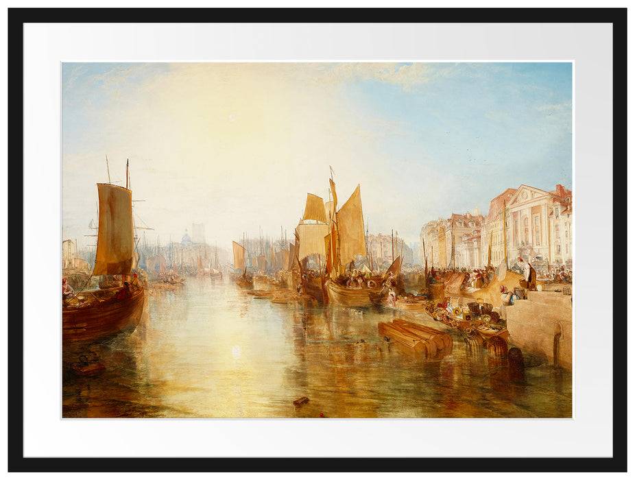 Pixxprint William Turner - The Harbor of Dieppe, im Galerie-Passepartout Bilderrahmen Top Angebot