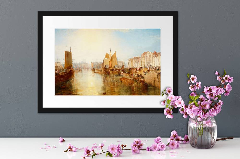 Pixxprint William Turner - The Harbor of Dieppe, im Galerie-Passepartout Bilderrahmen Top Angebot