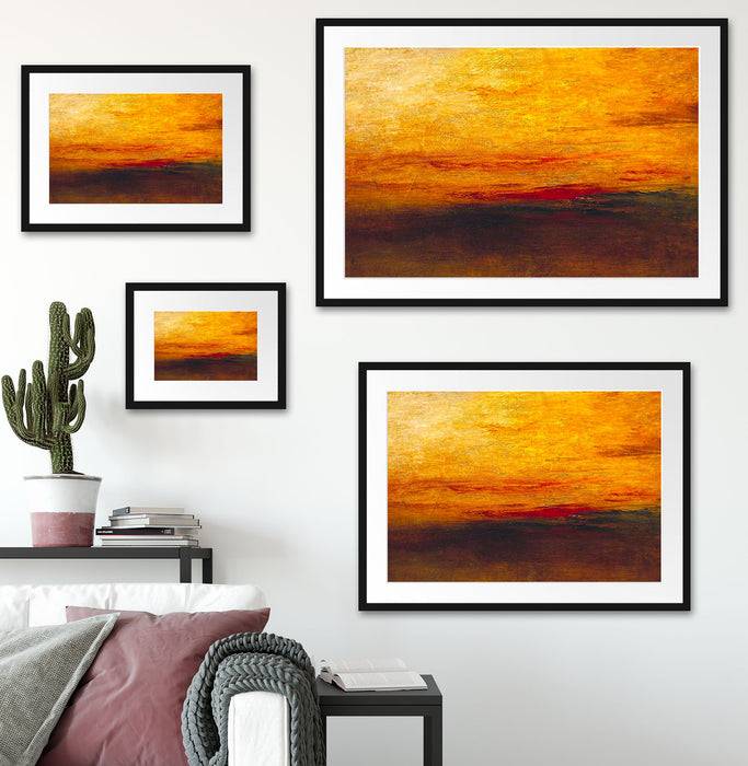 Pixxprint William Turner - Sunset  , im Galerie-Passepartout Bilderrahmen Neueste Mode