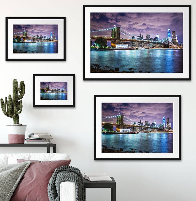 Pixxprint Skyline New York, im Galerie-Passepartout Bilderrahmen Große Rabatte