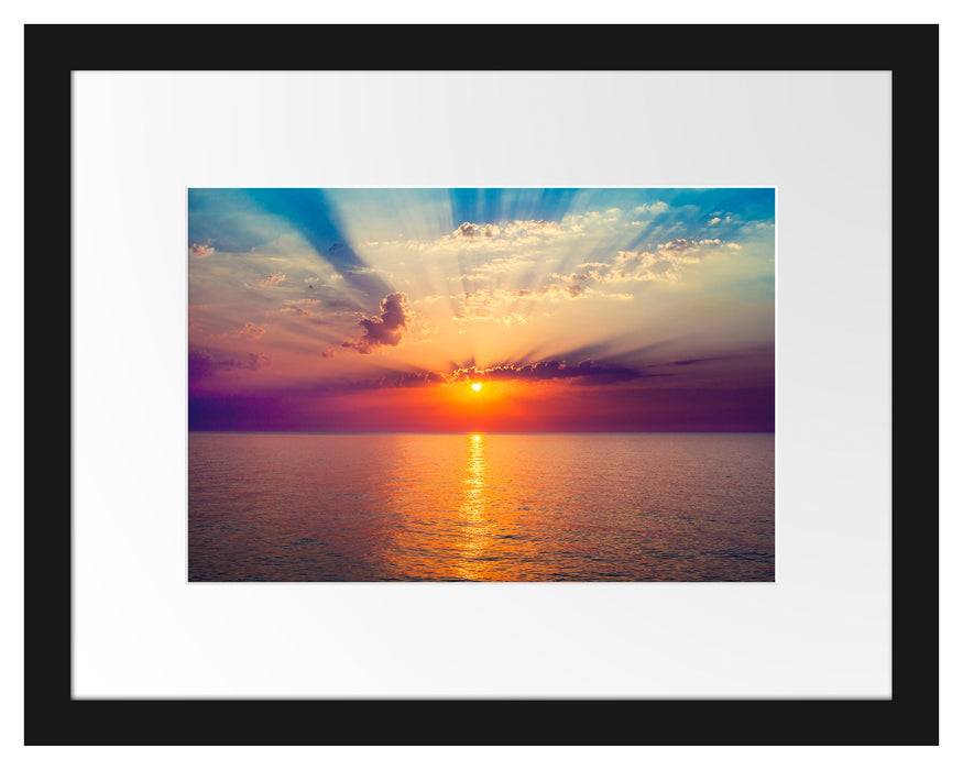 Pixxprint Meer im Sonnenaufgang, im Galerie-Passepartout Bilderrahmen Tägliche Deals