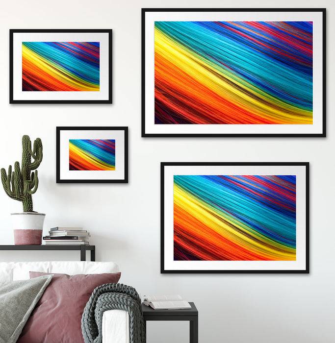 Pixxprint Bunte Streifen, im Galerie-Passepartout Bilderrahmen Sonderangebote