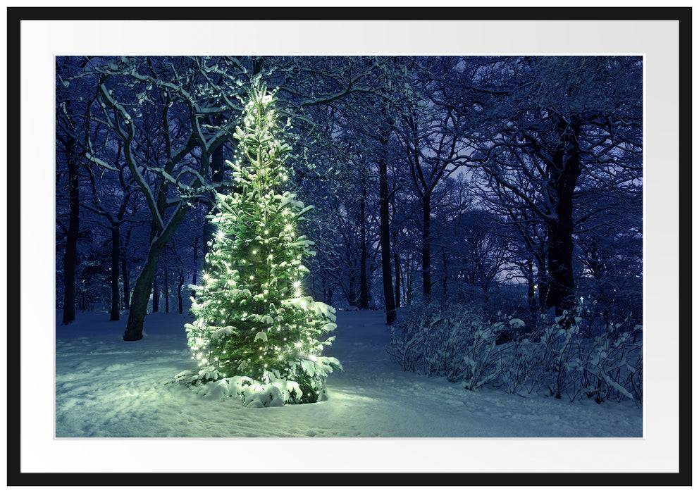 Pixxprint Leuchtender Weihnachtsbaum, im Galerie-Passepartout Bilderrahmen