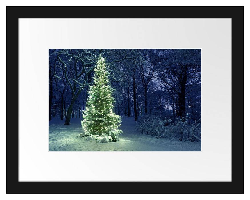 Pixxprint Leuchtender Weihnachtsbaum, im Galerie-Passepartout Bilderrahmen Riesige Ersparnisse