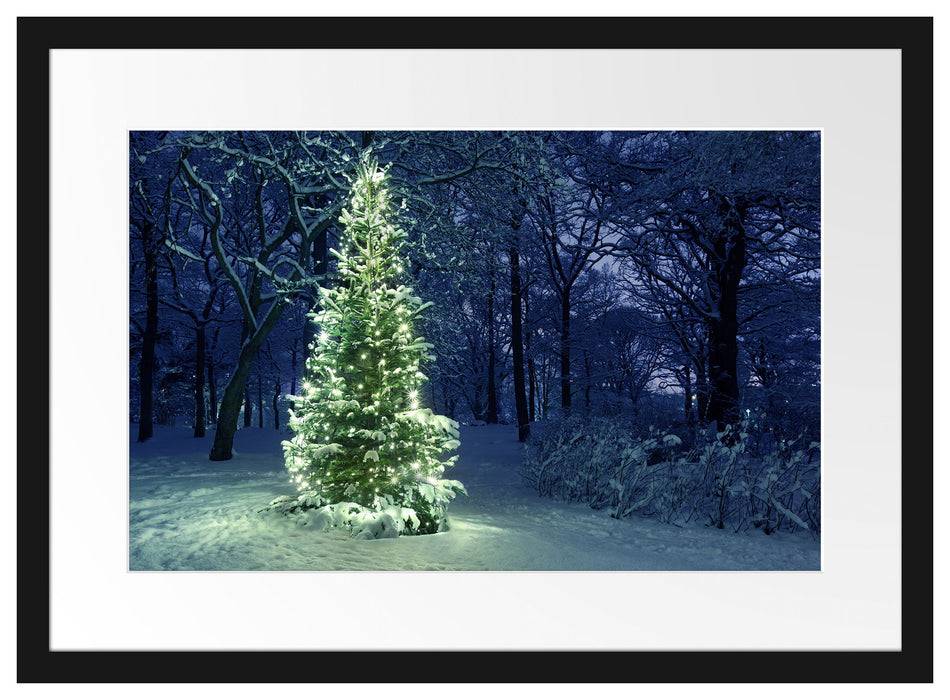 Pixxprint Leuchtender Weihnachtsbaum, im Galerie-Passepartout Bilderrahmen Riesige Ersparnisse