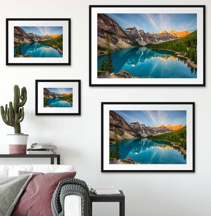 Pixxprint Bergsee, im Galerie-Passepartout Bilderrahmen Kostenlose Rückgabe