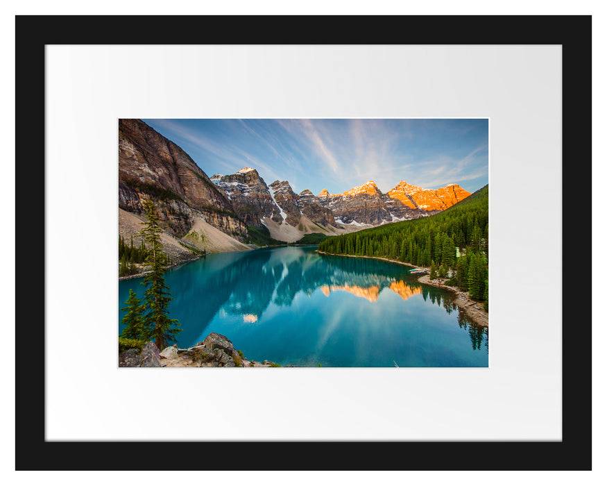 Pixxprint Bergsee, im Galerie-Passepartout Bilderrahmen Kostenlose Rückgabe