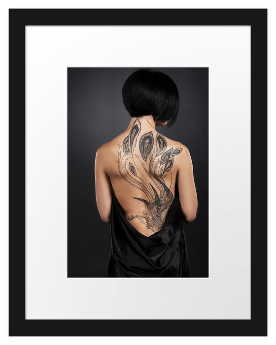 Pixxprint Sexy Dragon Tattoo, im Galerie-Passepartout Bilderrahmen Sonderangebot der Fabrik