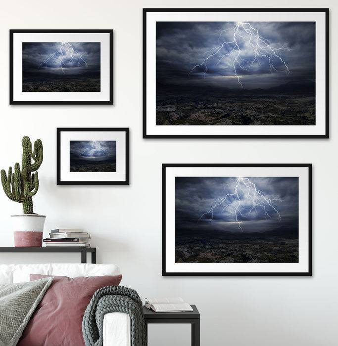 Pixxprint gewaltiges Gewitter, im Galerie-Passepartout Bilderrahmen Discount Store für neue Produkte