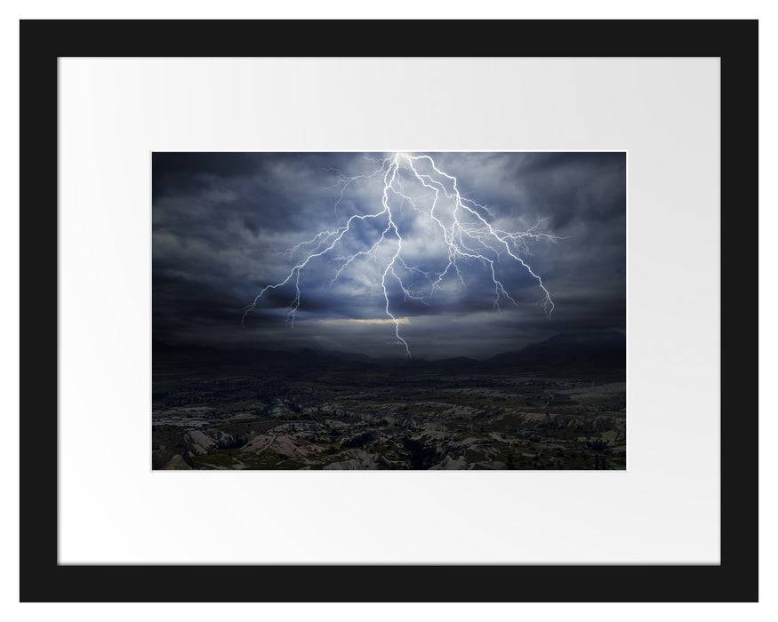 Pixxprint gewaltiges Gewitter, im Galerie-Passepartout Bilderrahmen Discount Store für neue Produkte