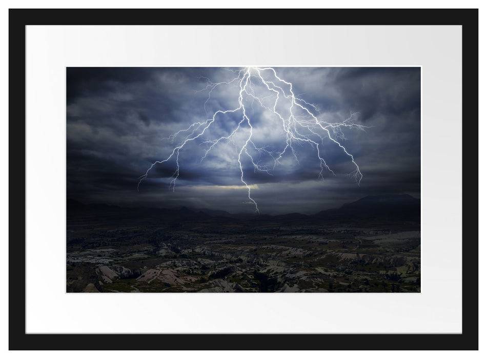 Pixxprint gewaltiges Gewitter, im Galerie-Passepartout Bilderrahmen Discount Store für neue Produkte