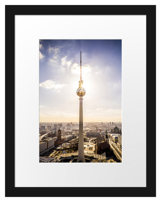 Pixxprint Großstadt Fernsehturm Berlin City, im Galerie-Passepartout Bilderrahmen Super Rabatt