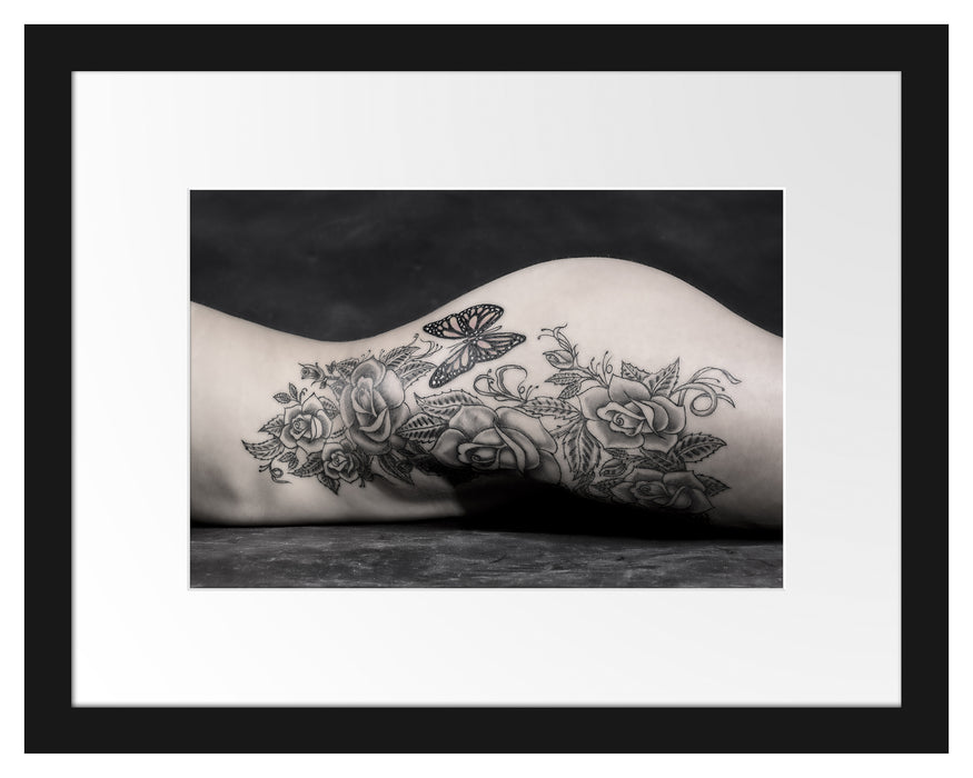 Pixxprint Sexy Tattoos Nice Girl Erotik, im Galerie-Passepartout Bilderrahmen Riesige Rabatte