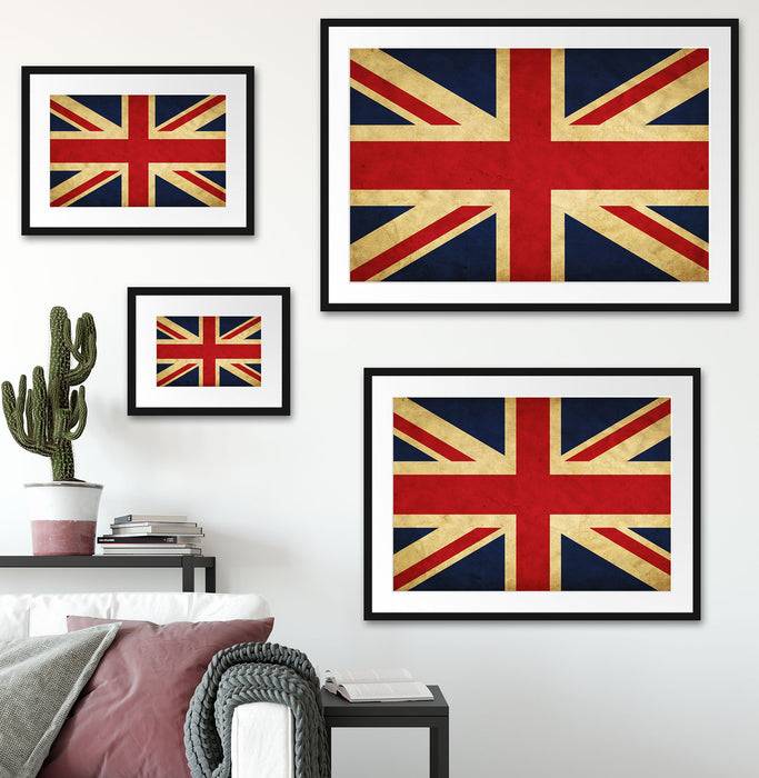 Pixxprint Großbritannien Flagge, im Galerie-Passepartout Bilderrahmen Clearance-Verkauf