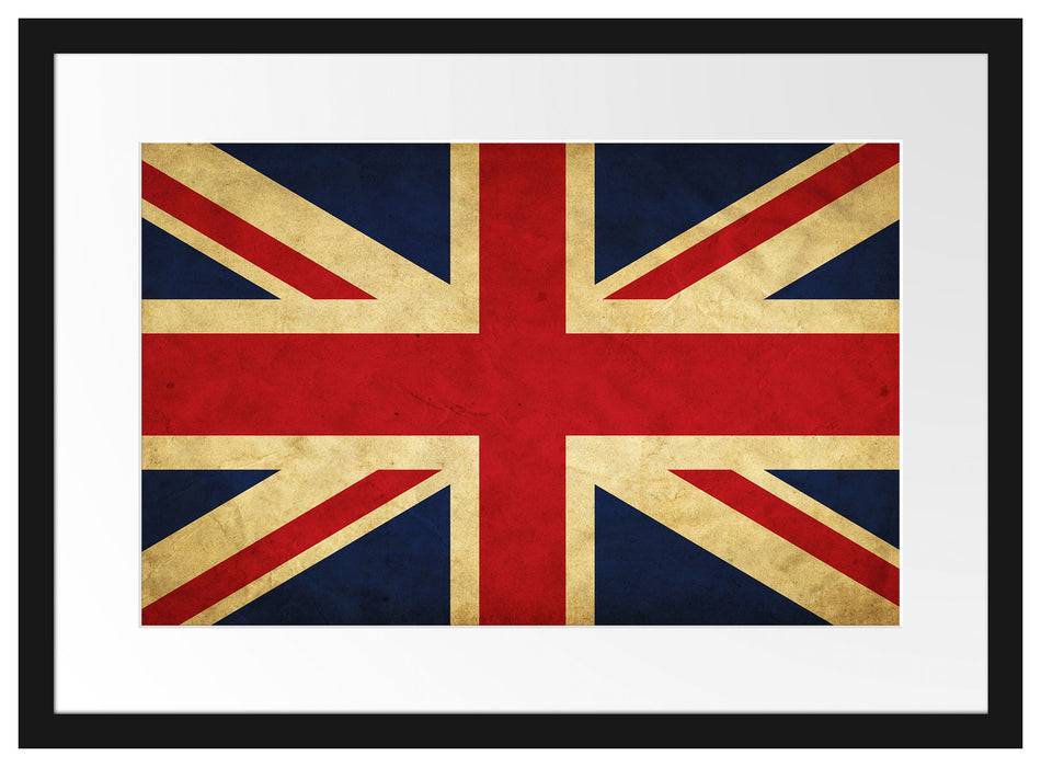 Pixxprint Großbritannien Flagge, im Galerie-Passepartout Bilderrahmen Clearance-Verkauf