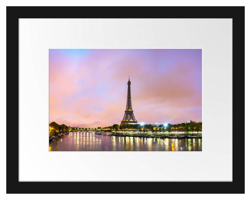 Pixxprint Eifelturm Paris bei Nacht, im Galerie-Passepartout Bilderrahmen Speichern exportieren