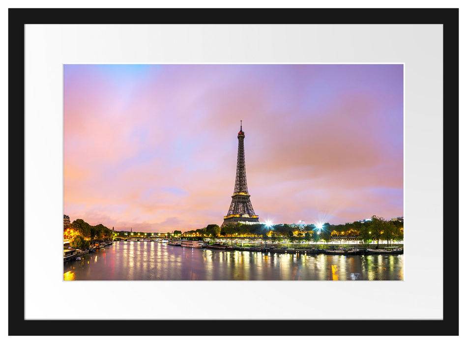 Pixxprint Eifelturm Paris bei Nacht, im Galerie-Passepartout Bilderrahmen Speichern exportieren