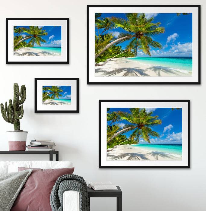 Pixxprint Palmenstrand, im Galerie-Passepartout Bilderrahmen Black Friday Preise