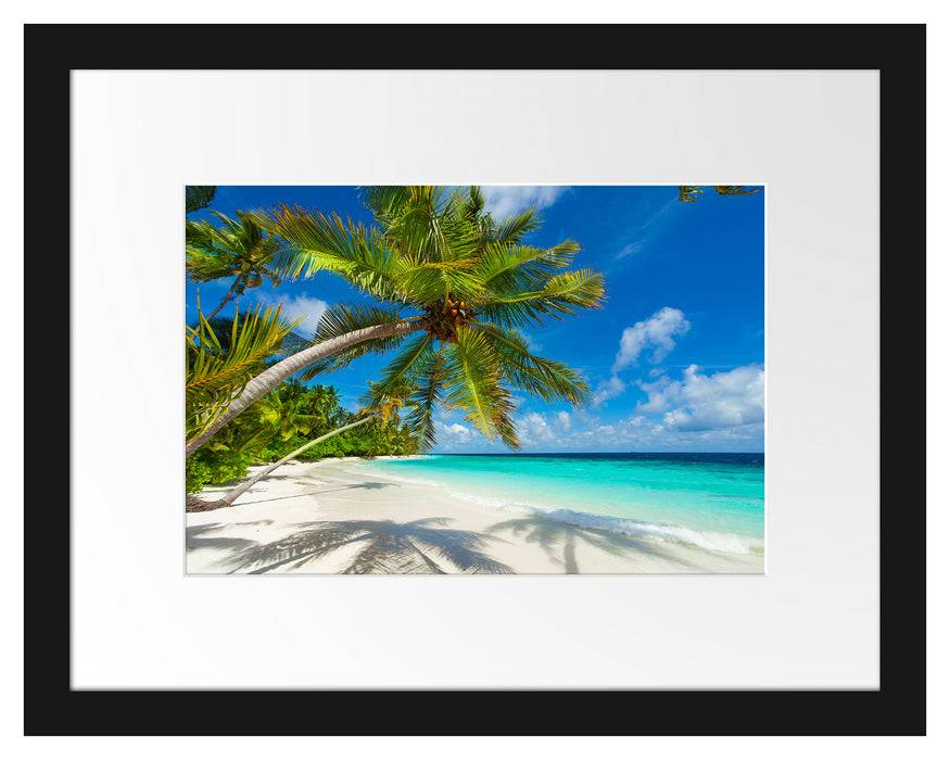 Pixxprint Palmenstrand, im Galerie-Passepartout Bilderrahmen Black Friday Preise