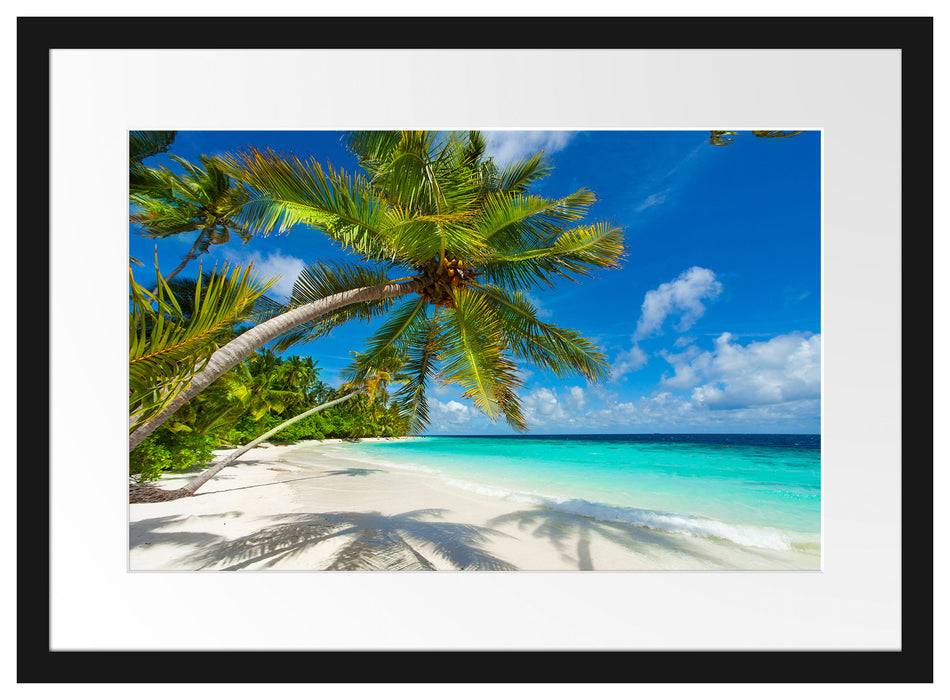 Pixxprint Palmenstrand, im Galerie-Passepartout Bilderrahmen Black Friday Preise