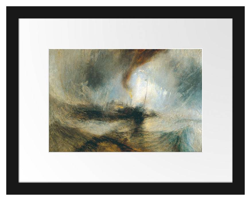 Pixxprint William Turner - Snow Storm Steam-Boat off a Harbour's, im Galerie-Passepartout Bilderrahmen