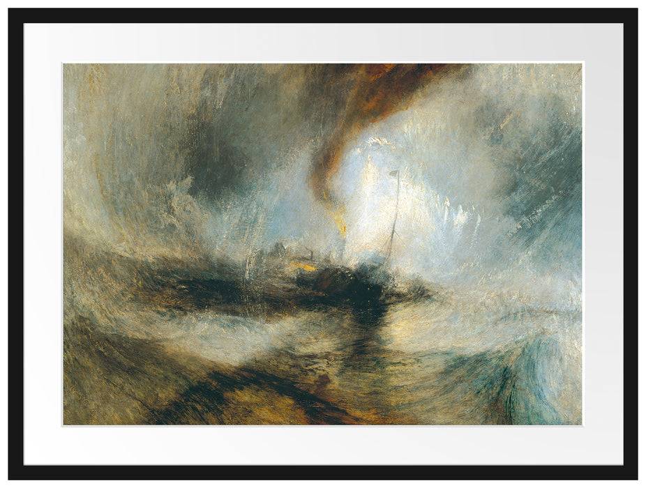 Pixxprint William Turner - Snow Storm Steam-Boat off a Harbour's, im Galerie-Passepartout Bilderrahmen Outlet