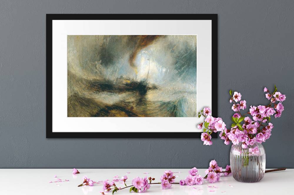 Pixxprint William Turner - Snow Storm Steam-Boat off a Harbour's, im Galerie-Passepartout Bilderrahmen Outlet