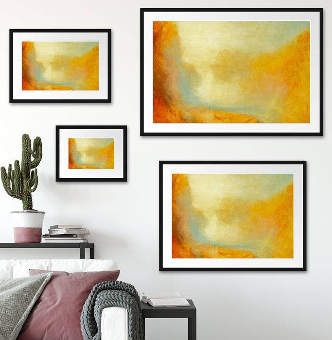 Pixxprint William Turner - Falls of the Clyde , im Galerie-Passepartout Bilderrahmen Auslauf