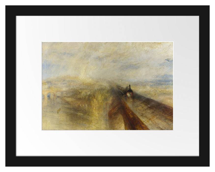 Pixxprint William Turner - Rain Steam and Speed The Great Western, im Galerie-Passepartout Bilderrahmen