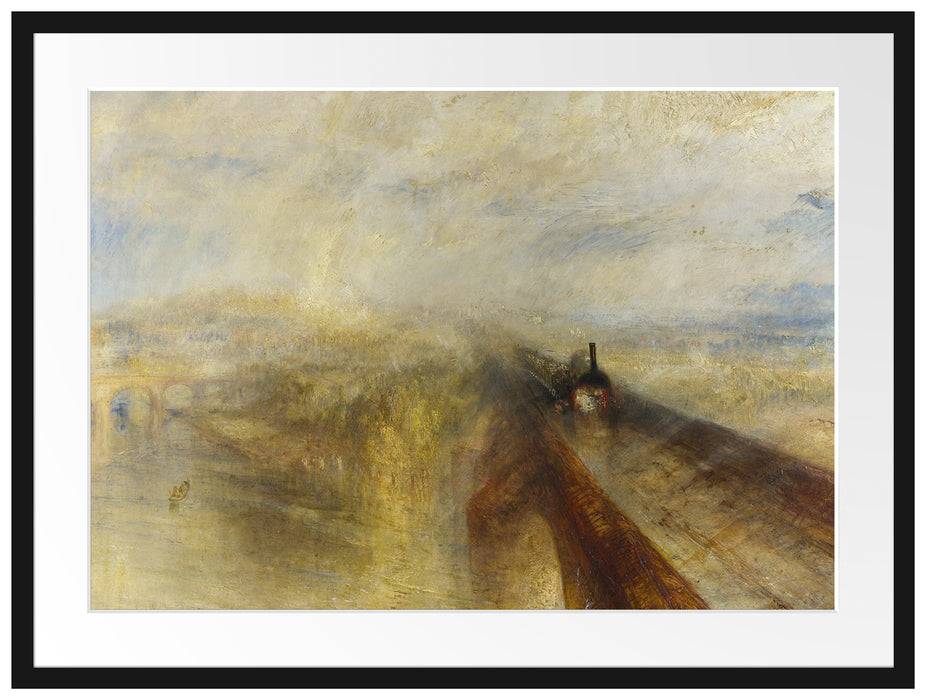 Pixxprint William Turner - Rain Steam and Speed The Great Western, im Galerie-Passepartout Bilderrahmen Verkauf