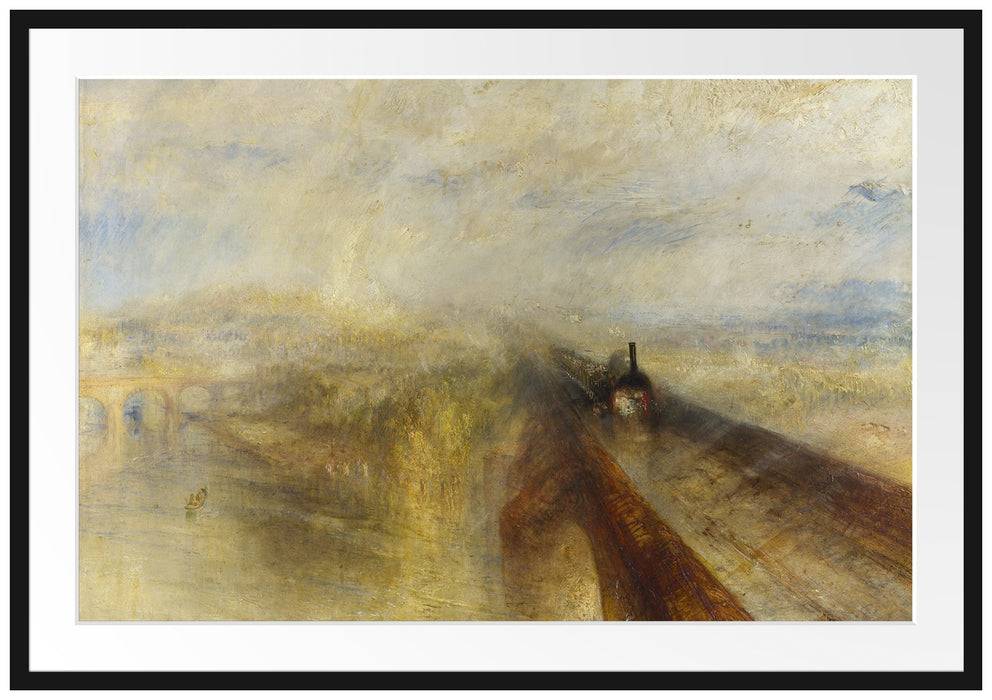 Pixxprint William Turner - Rain Steam and Speed The Great Western, im Galerie-Passepartout Bilderrahmen Verkauf