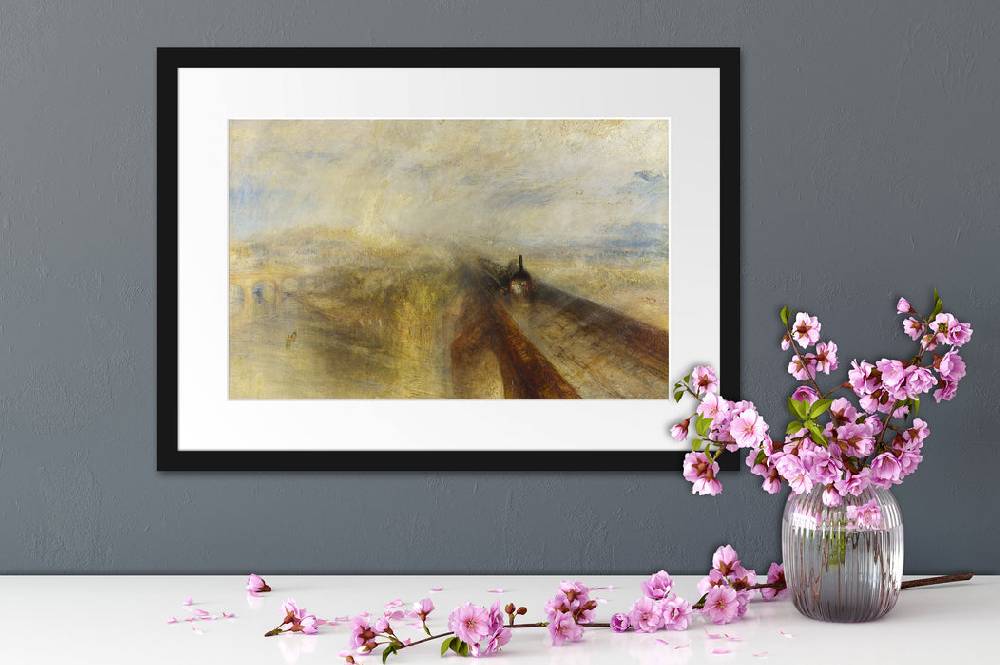 Pixxprint William Turner - Rain Steam and Speed The Great Western, im Galerie-Passepartout Bilderrahmen Verkauf