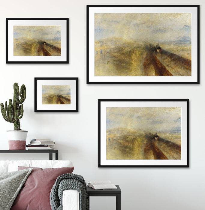 Pixxprint William Turner - Rain Steam and Speed The Great Western, im Galerie-Passepartout Bilderrahmen Verkauf