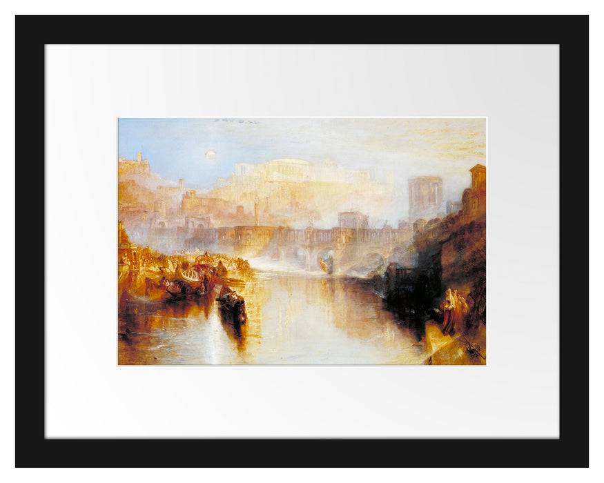 Pixxprint William Turner - Agrippina Landing with the Ashes of Ge, im Galerie-Passepartout Bilderrahmen