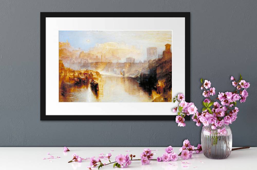 Pixxprint William Turner - Agrippina Landing with the Ashes of Ge, im Galerie-Passepartout Bilderrahmen Hotsell