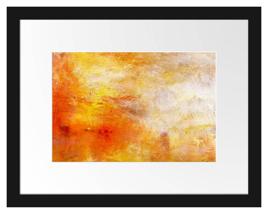 Pixxprint William Turner - Sun Setting over a Lake , im Galerie-Passepartout Bilderrahmen im Angebot